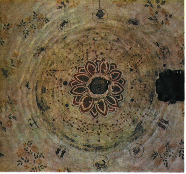 图9 黄道十二宫图像以圆环形布局（宣化辽墓M1墓顶壁画，1116年）