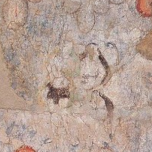 图2 6世纪龟兹壁画中的双子或阴阳宫为一男一女形象（现藏于俄罗斯圣彼得堡艾尔米塔什博物馆）