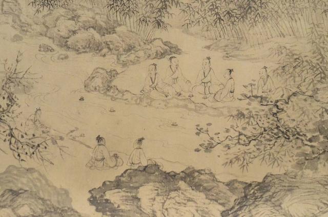 元代画家王蒙《修禊图卷》中描绘的兰亭雅集。视觉中国供图