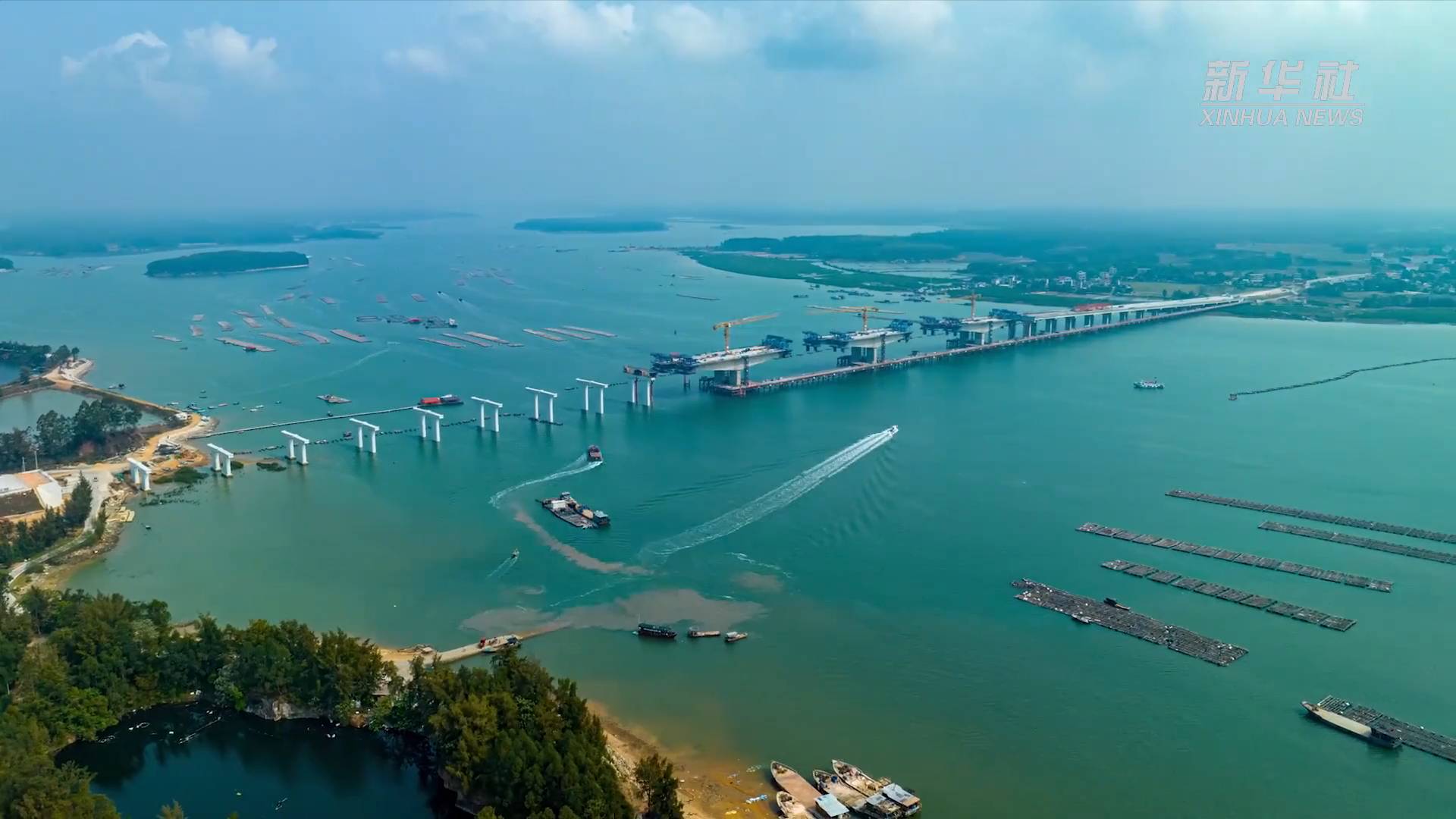 广西大风江大桥建设稳步推进|广西_新浪新闻