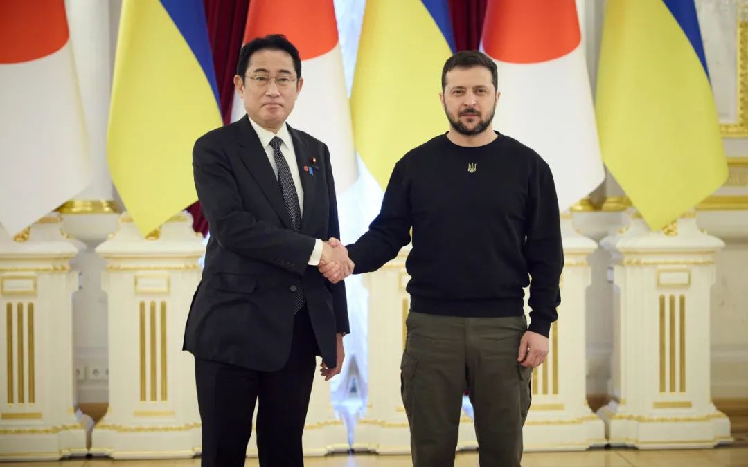 当地时间2023年3月21日,日本首相岸田文雄访问基辅,与乌克兰总统泽