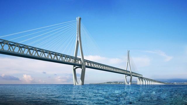 杭州湾跨海铁路桥南航道桥效果图。