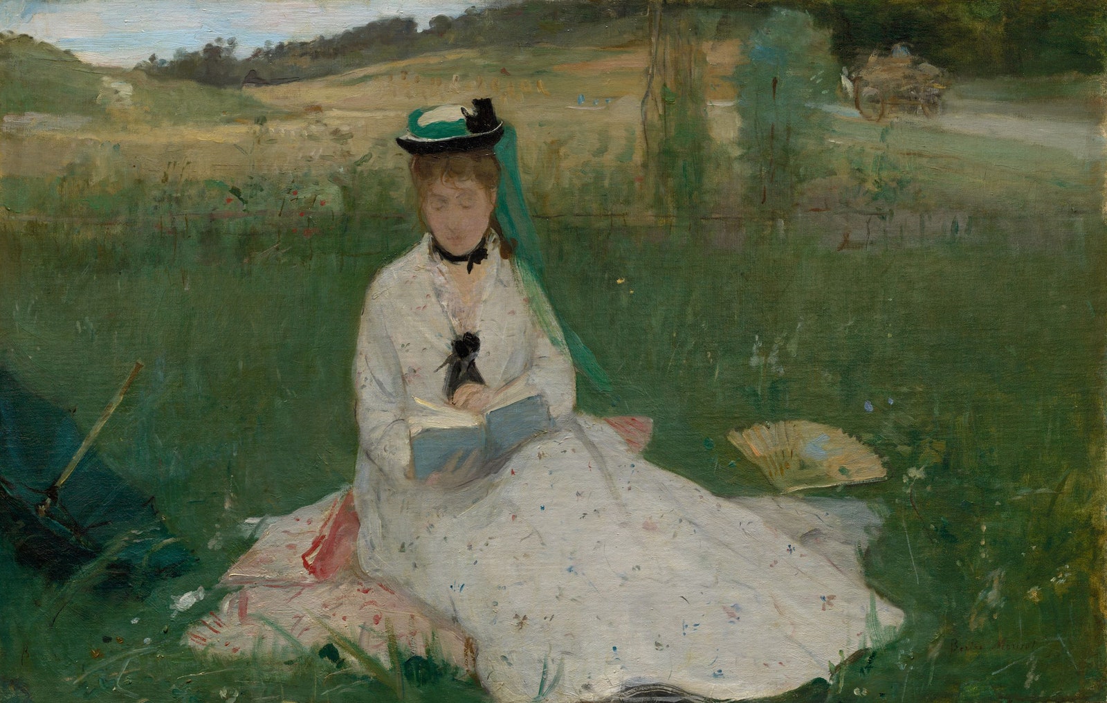《绿色雨伞阅读》（Reading with Green Umbrella） 贝尔特·莫里索  1873年