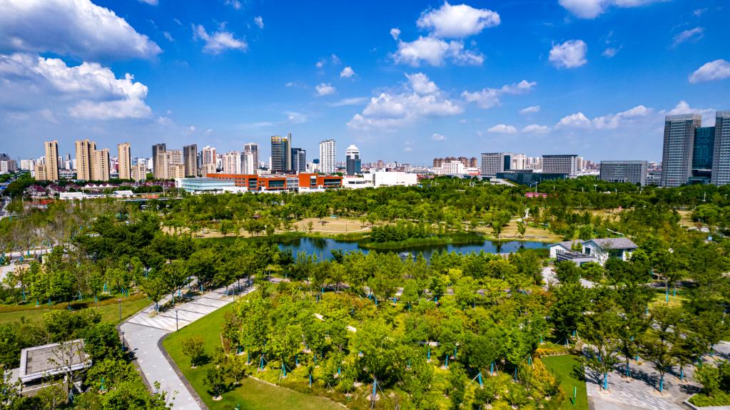 这是2022年7月14日拍摄的太仓市市民公园.