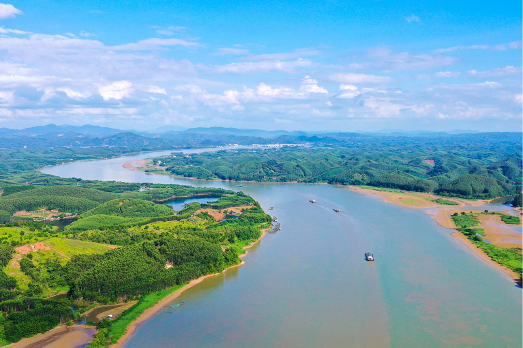 航拍广西平陆运河起点——南宁市西津库区平塘江口.图|图虫创意