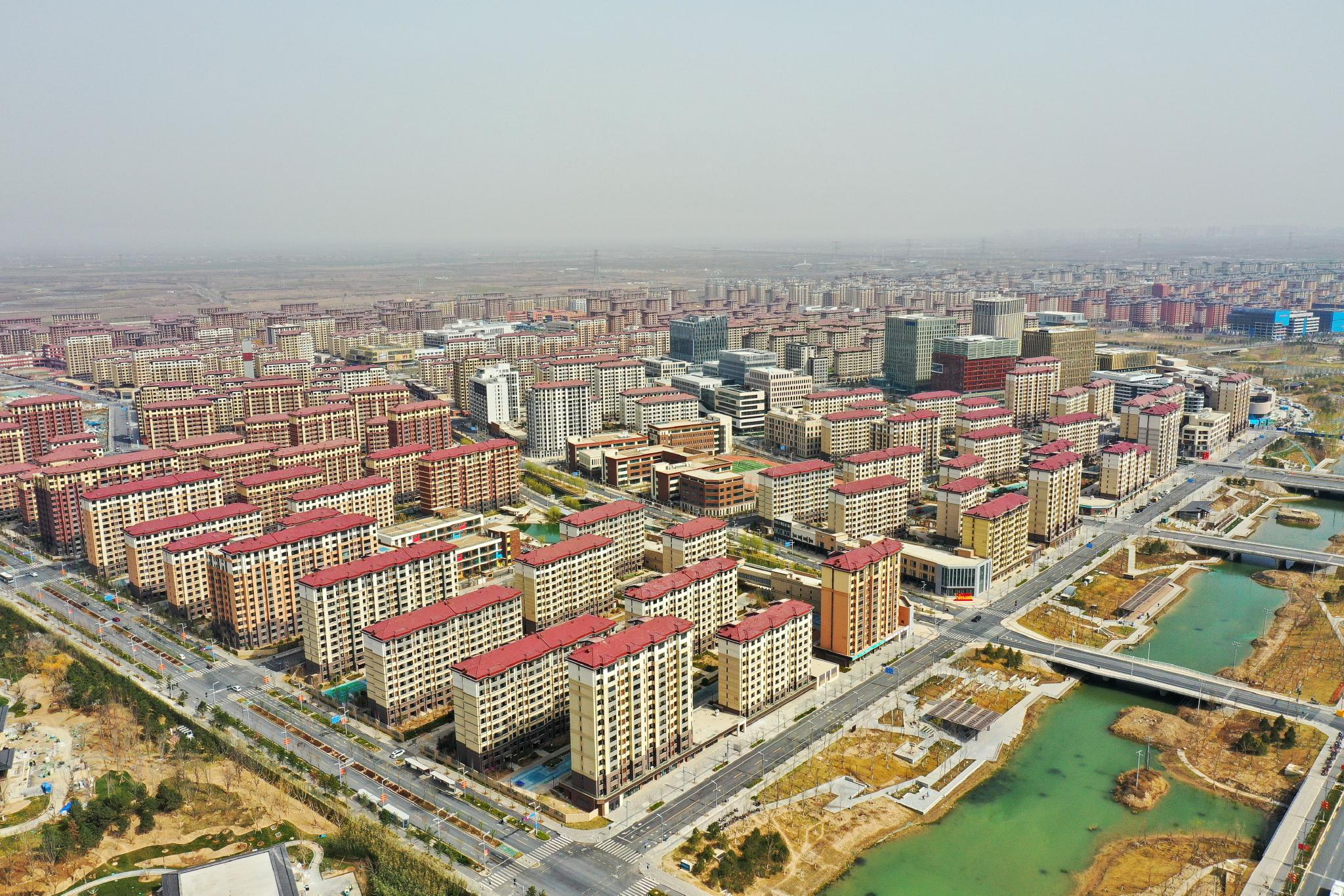 这是雄安新区容东片区(3月24日摄,无人机照片).