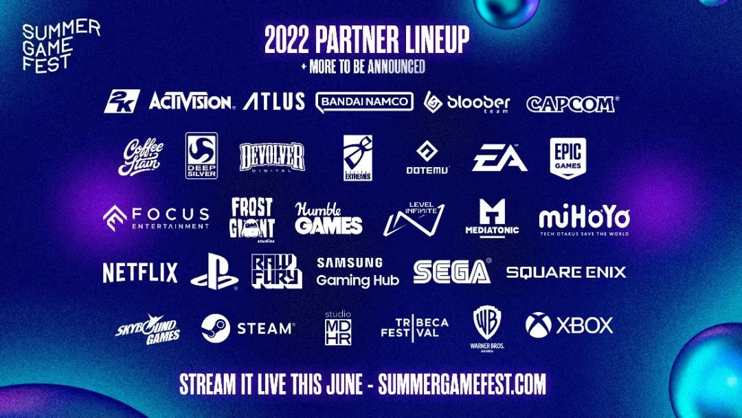 参加2022年夏日游戏节的部分厂商名单