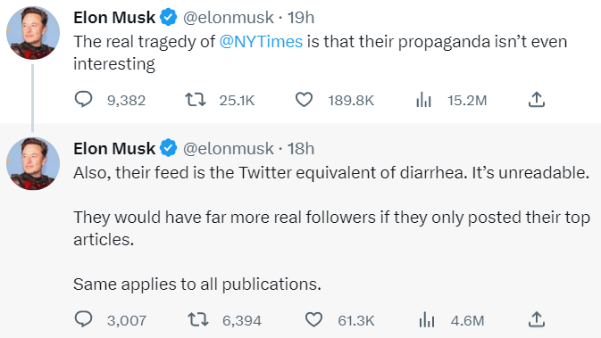 《纽约时报》不交钱失去蓝V，马斯克发推嘲讽：政治宣传没意思-马斯克 新华社