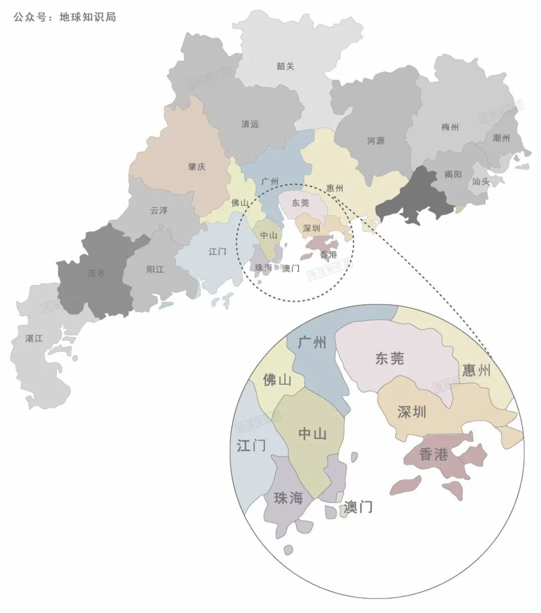 围绕着珠江口的大湾区城市