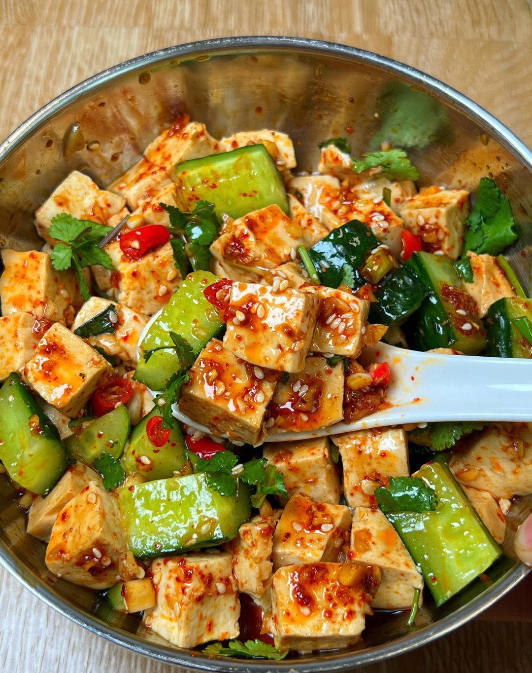 来一盘凉拌黄瓜豆腐,清爽可口,开胃解腻,这味道绝了|豆腐|凉拌|口感