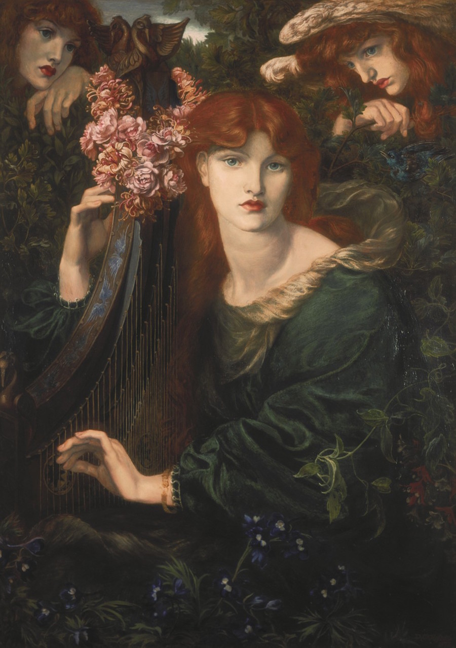 但丁·加布里埃尔·罗塞蒂，《戴花环的女子》（La Ghirlandata），1873年