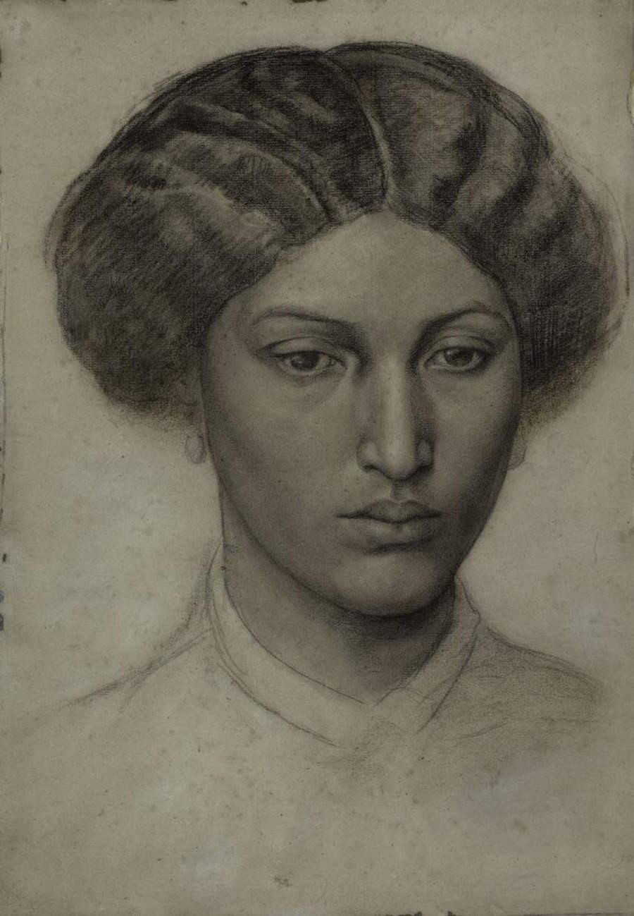 但丁·加布里埃尔·罗塞蒂，《年轻女子头像》（Head of a Young Woman），1863-1865年