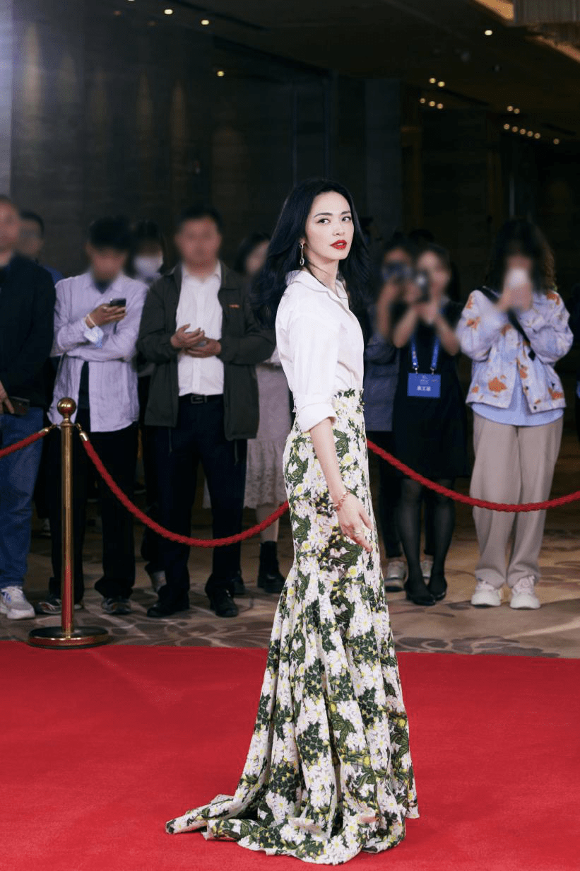 姚晨今日出席电影盛典碎花长裙春日气息满满