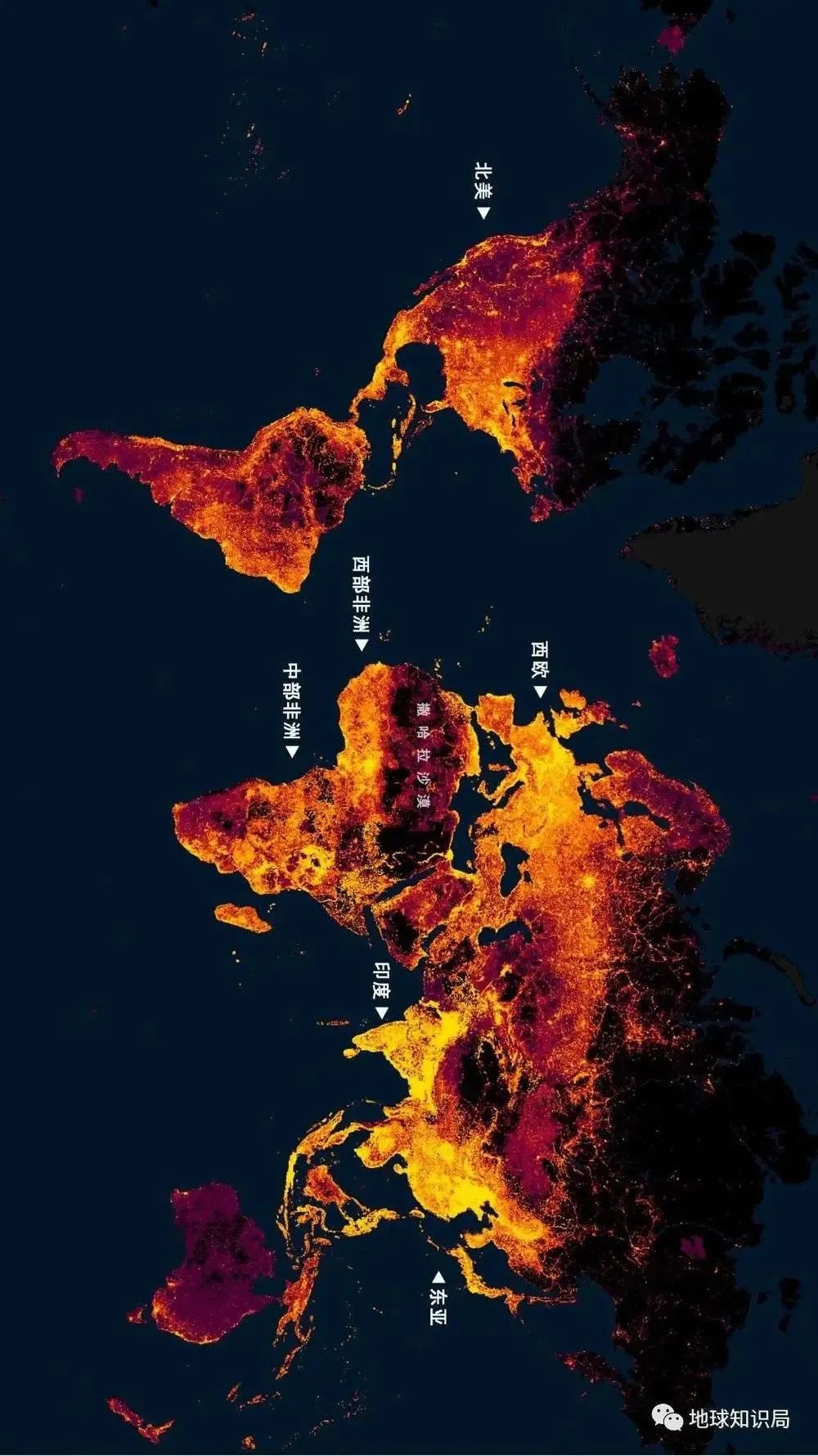 图/data.humdata.org，如果以灯光效果来表示人口密度，西非地区也算是一片较亮的区域