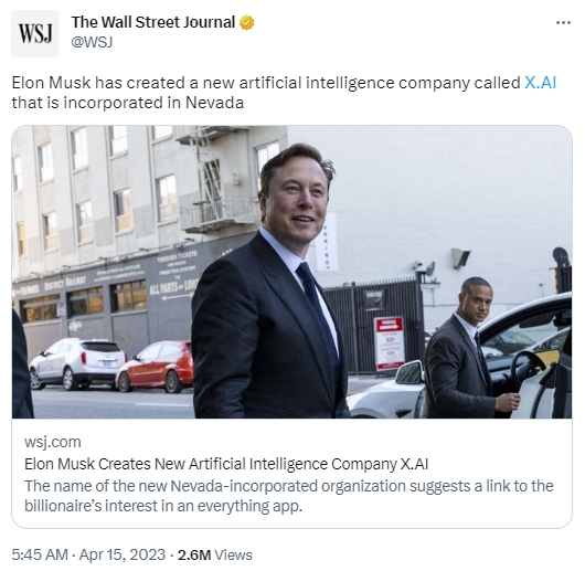 《马斯克创立X.AI新公司，AI监管争议再起》