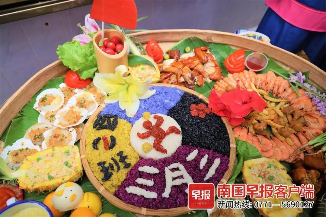 南宁市民主路小学的孩子们制作的糯米饭造型.