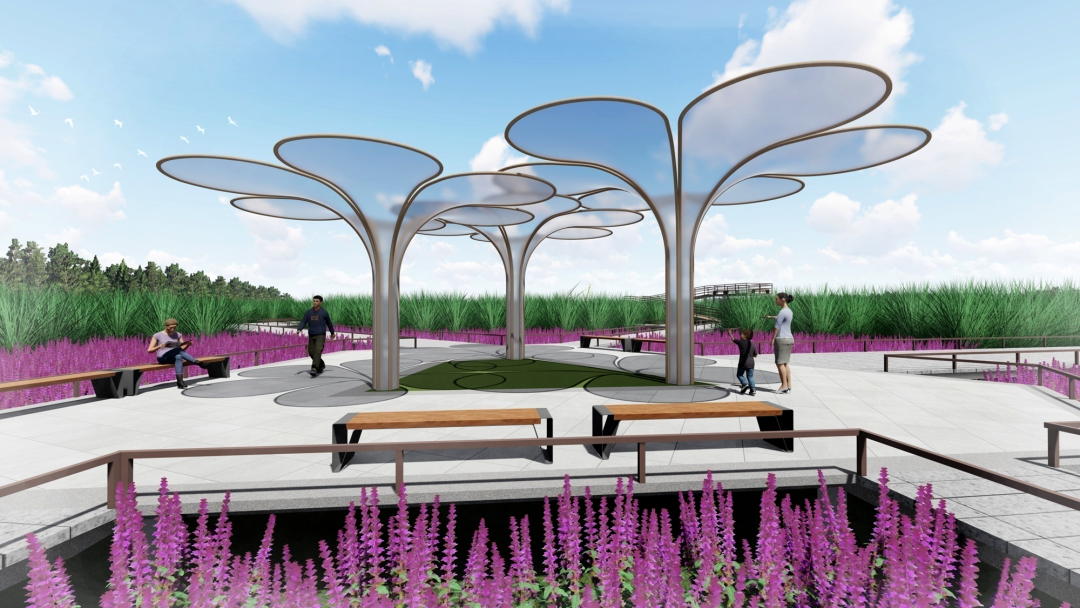 潮白水花景观小品效果图.