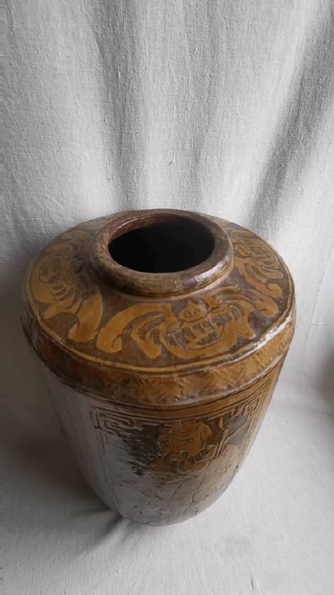 清代马口窑八仙故事图大罐罐高44厘米口径13厘米