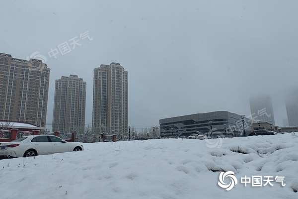 4月20日夜间至21日早晨，内蒙古鄂尔多斯迎降雪。（图/何晨）