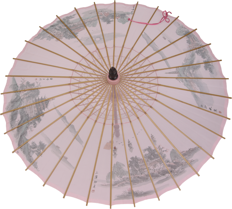 西湖绸伞制作技艺 手绘西湖四景图西湖绸伞,杭州工艺美术博物馆(杭州