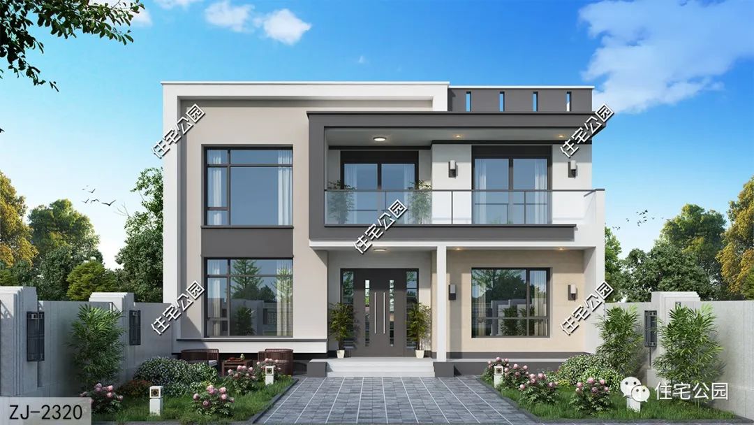 12×12米现代风二层平顶别墅,户型方正,南北通透|户型_新浪财经_新浪