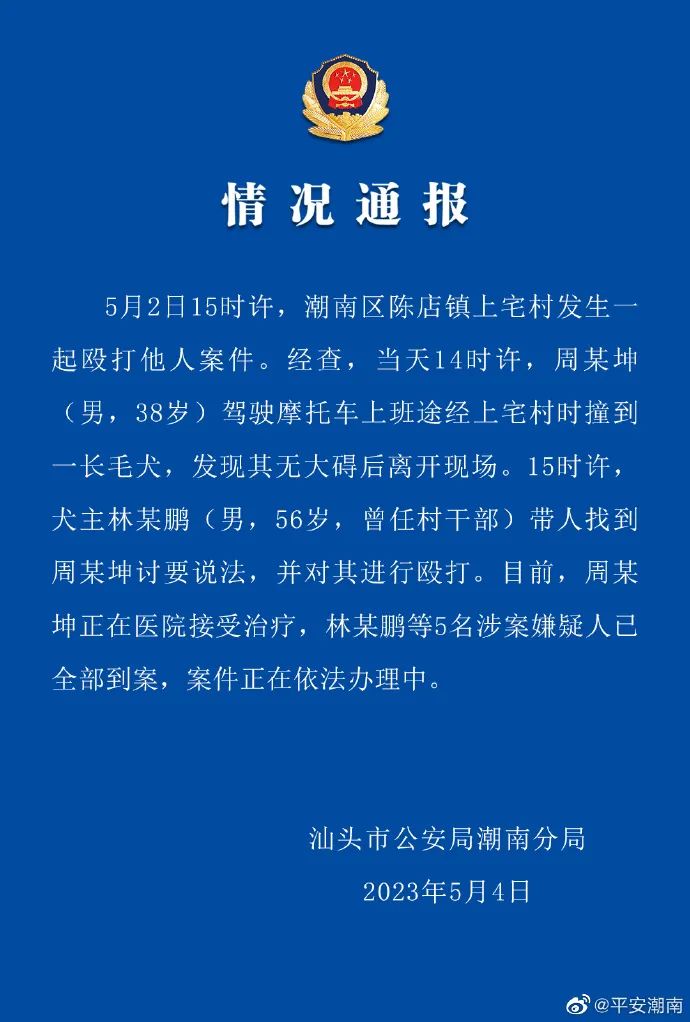 “撞了村幹部的狗遭5人上門毆打”？警方通報！ - 新浪香港