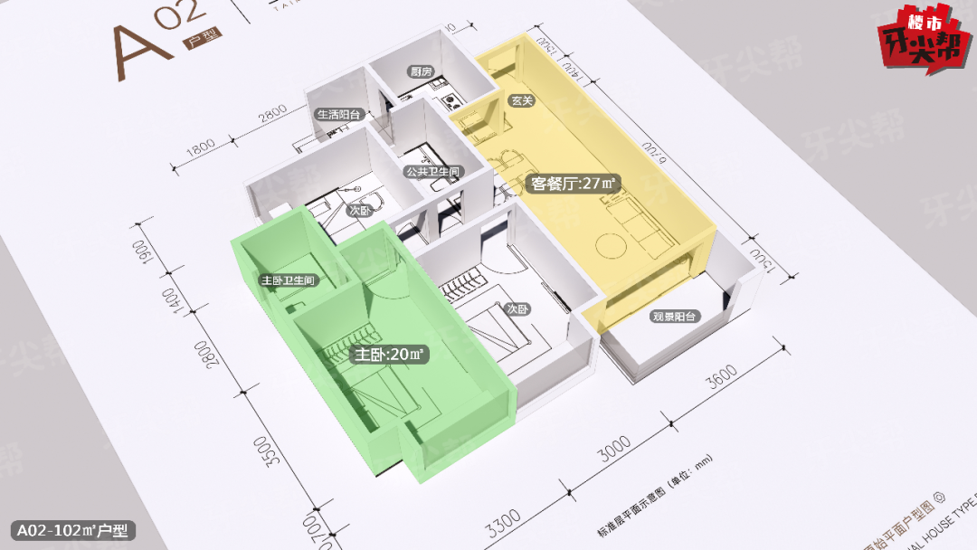 深业泰蓉府102㎡户型模型