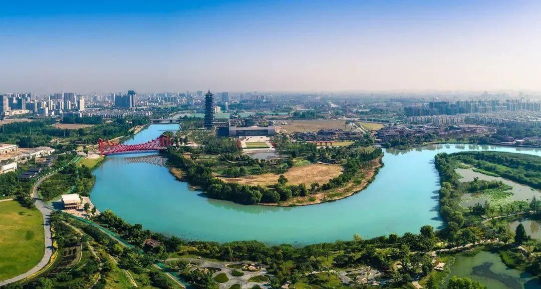 扬州古运河景区鸟瞰.(图片来源:视觉中国)