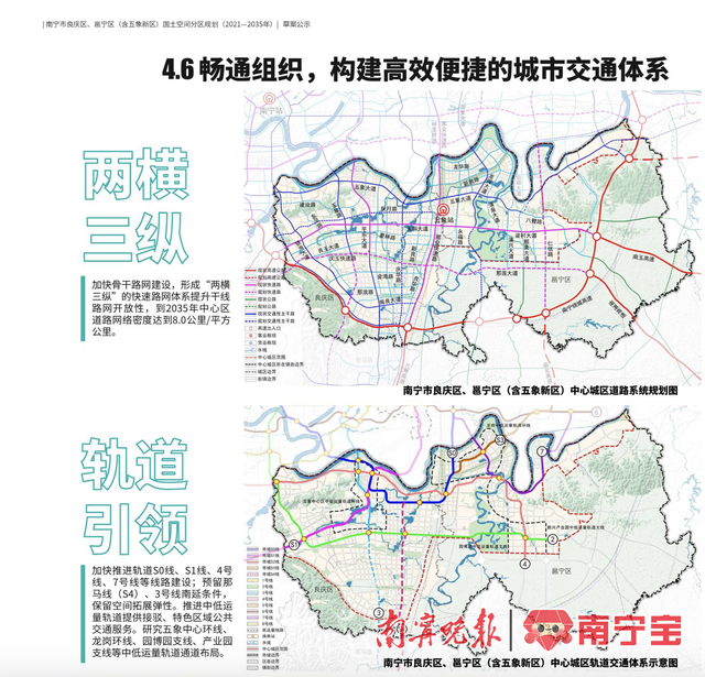 南寧市良慶區,邕寧區(含五象新區)中心城區道路系統規劃圖(圖片來源