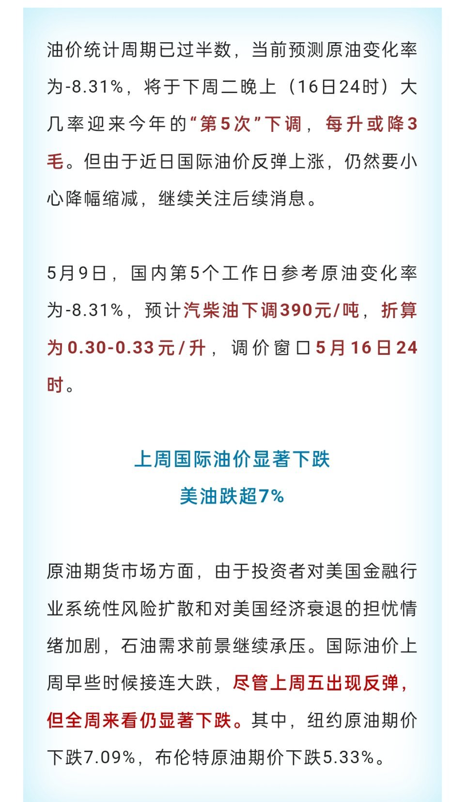 油价三天后调价