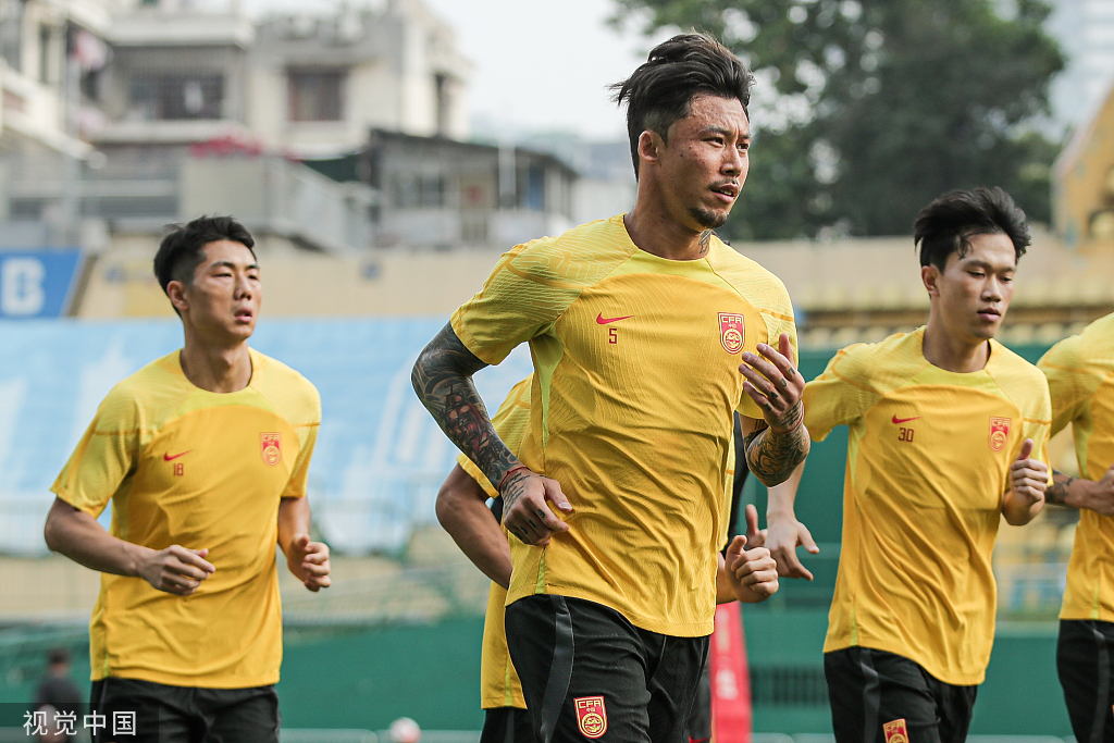 国足球员在训练中.&nbsp;资料图