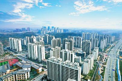 俯瞰蓝绸带未来公园社区. 成都东部新区党群工作部供图