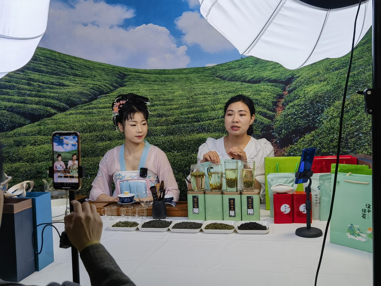 江娟公司团队直播带货售茶