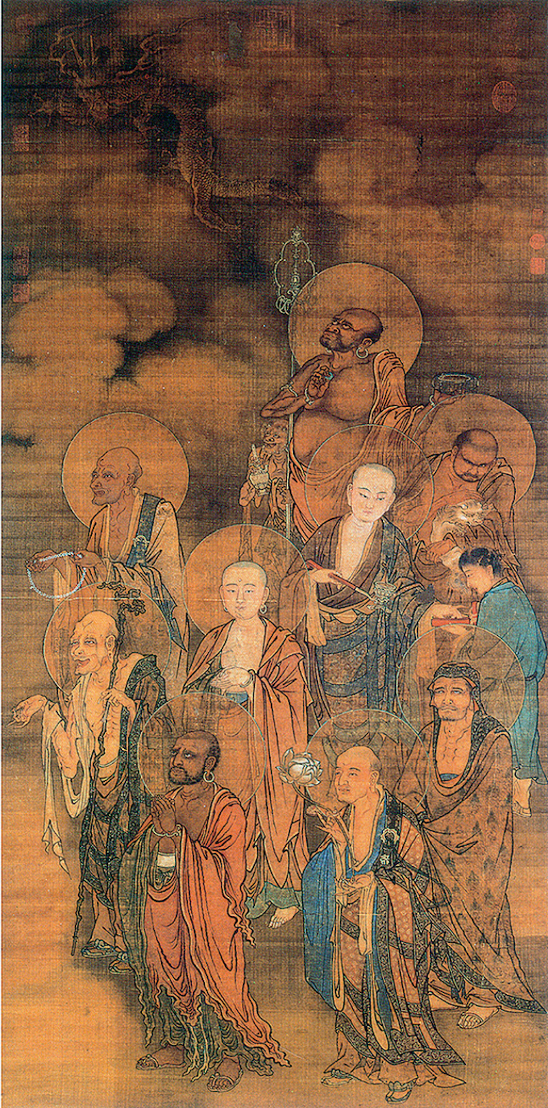 图五〕 (元) 佚名绢本 《十八罗汉图》 采自《故宫书画图录(五