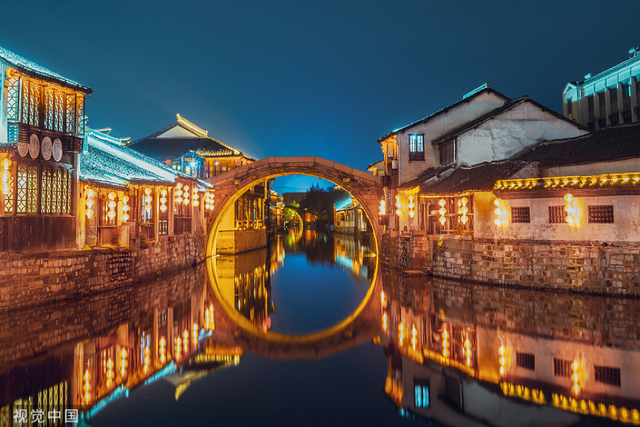 湖州南浔古镇夜景图.视觉中国 资料图