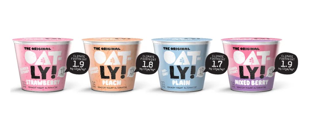 Oatly在酸奶产品包装上标注碳足迹信息。图源：Oatly