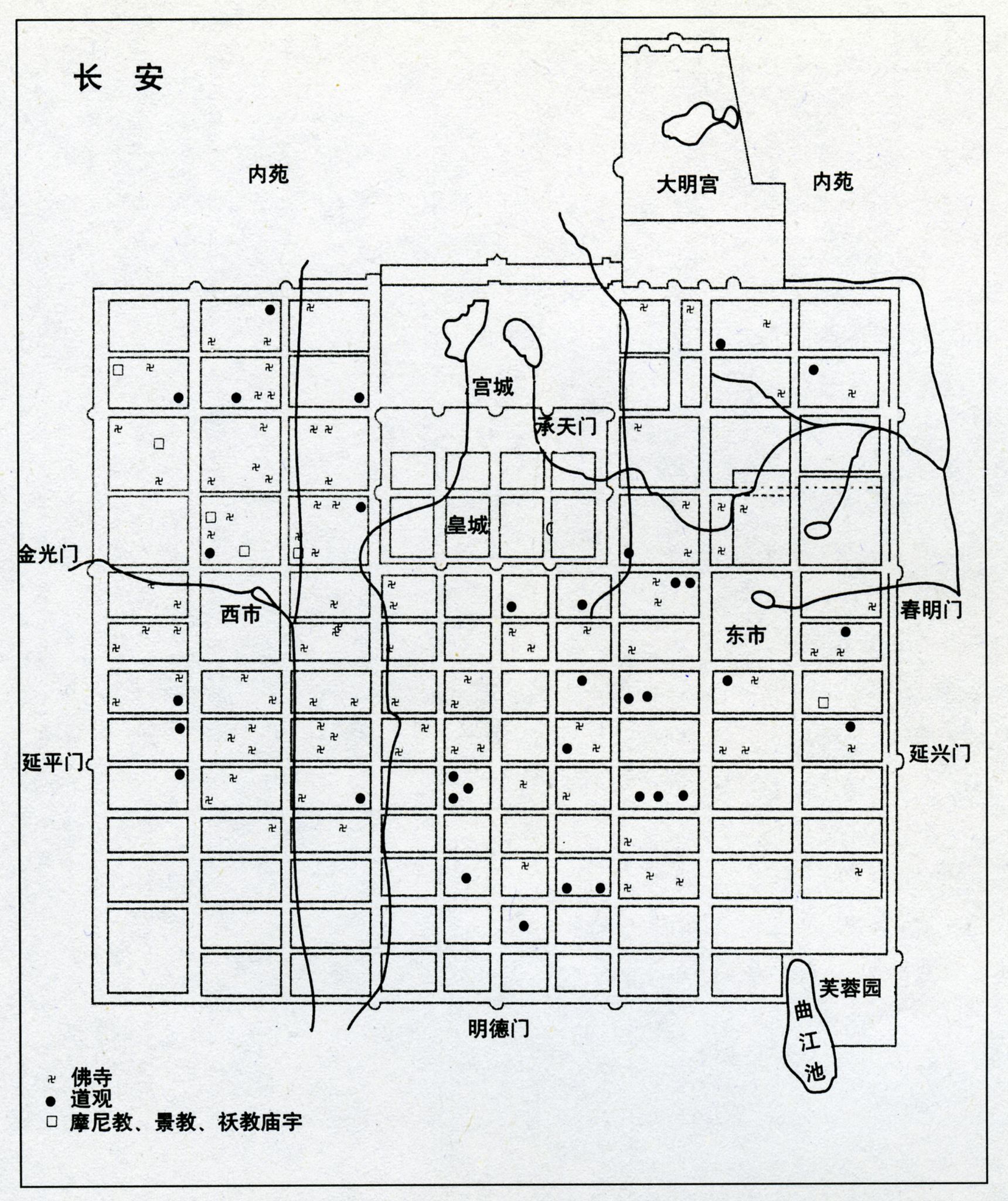 但要强调的是,汉代长安城跟隋唐长安城可不是一回事,汉代长安城在隋唐