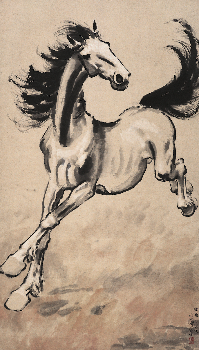 奔马图 徐悲鸿 国画 107.7cm×50cm 1951年 中国美术馆藏