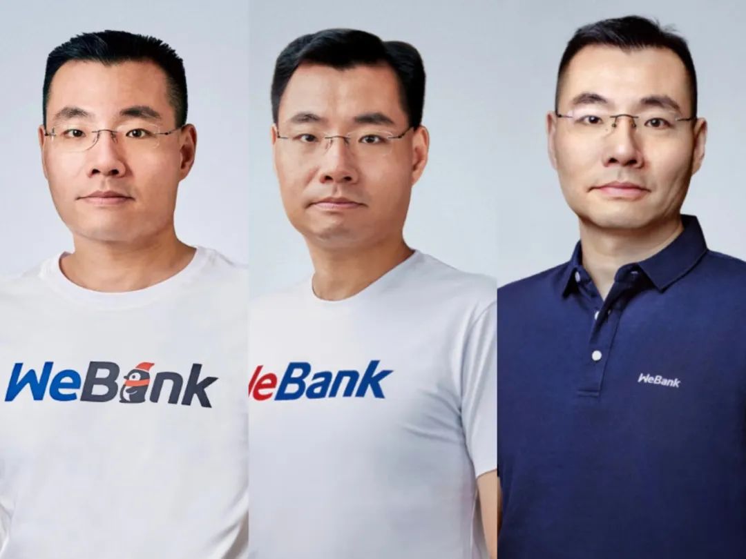 微众银行董事长、首席执行官顾敏在2016年（左）、2017年~2021年（中）及2022年年报中的形象