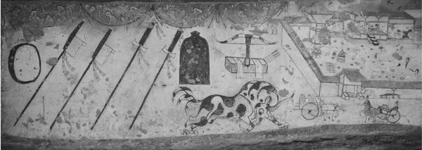 图2：1 鄂尔多斯凤凰山1号汉墓墓室东壁壁画