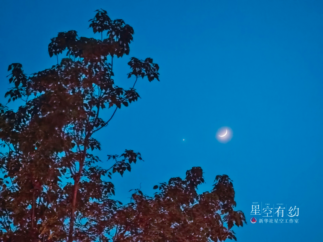 北京市天文摄影爱好者王俊峰2023年5月23日在丰台区拍摄的金星伴月.