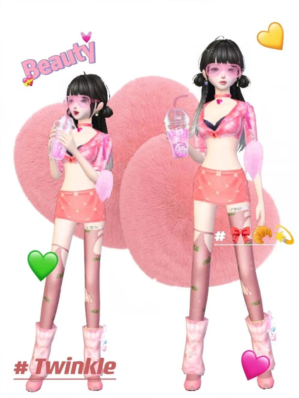 如今在玩家间风头正盛的“多巴胺风”穿搭（来自玩家 沐沝泠）