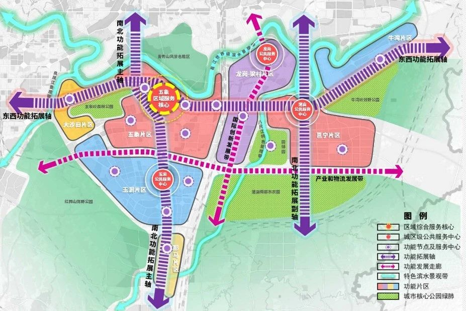 南宁市良庆区,邕宁区(含五象新区)中心城区空间结构规划图.