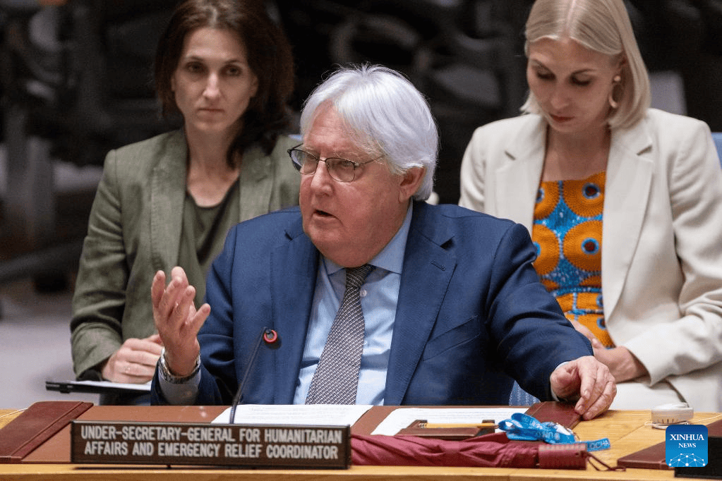 联合国负责人道主义事务的副秘书长马丁·格里菲思进行现场通报 图自新华社