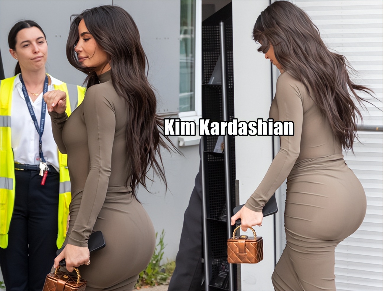 金卡戴珊近照穿紧身裙出街身材曲线夸张又塞入臀部假体