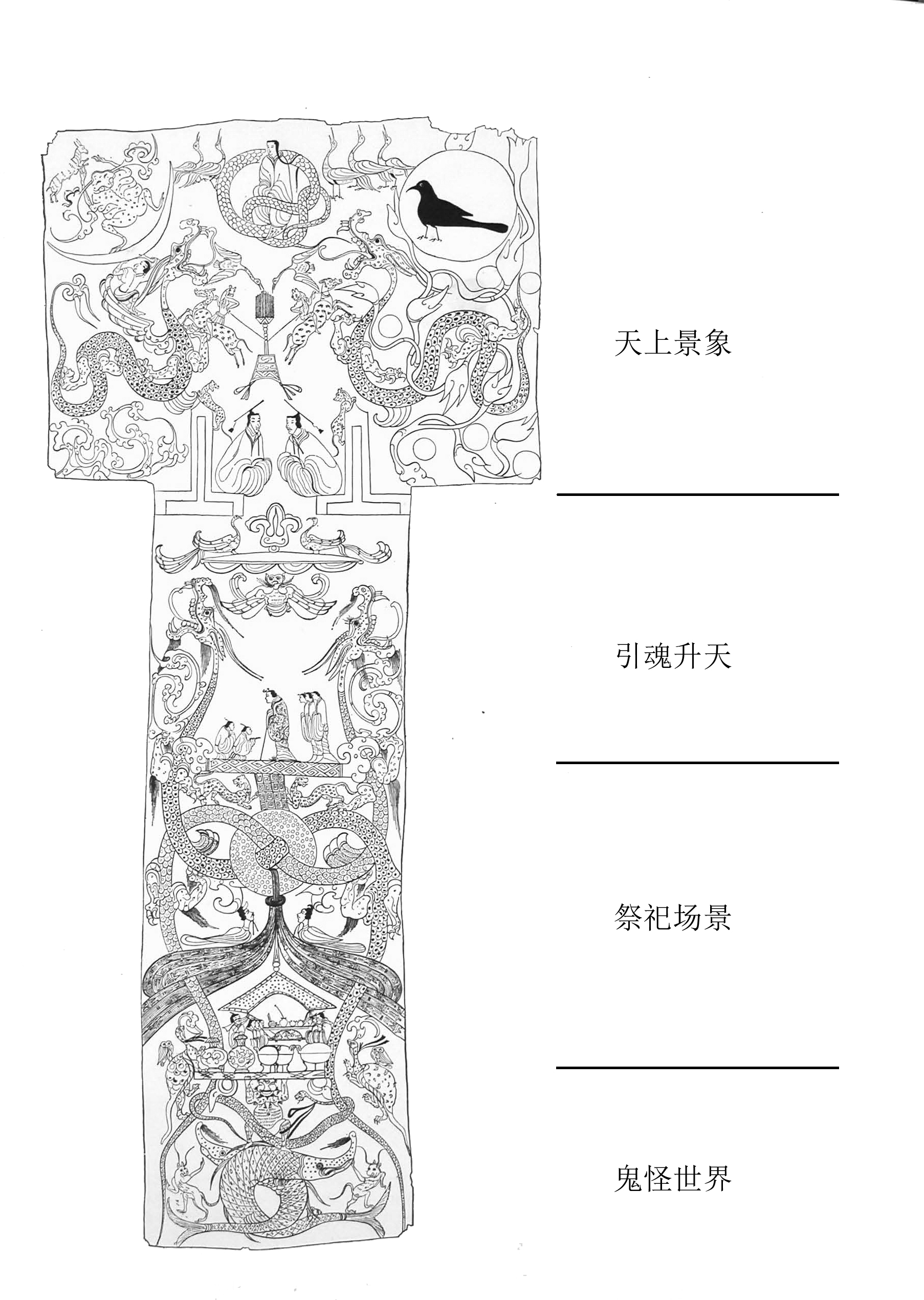 图2 &nbsp;马王堆1号汉墓出土帛画摹本