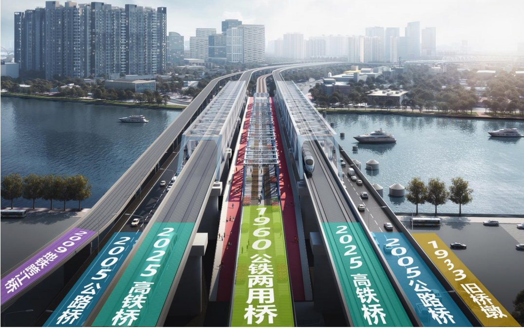 珠江大桥西桥效果图.广湛高铁新桥将建在原桥两侧.