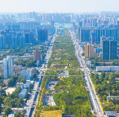 幸福林带建成后鸟瞰图. 西安市幸福路地区综合改造管理委员会供图