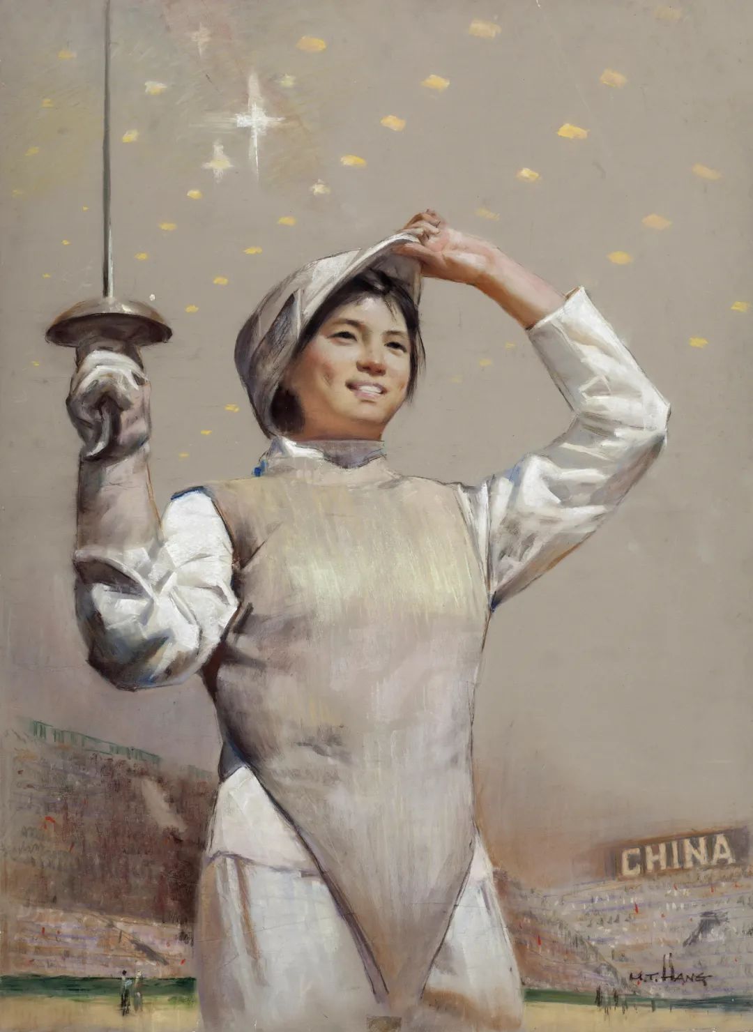 其中《柯桥夕照》是继颜文樑先生的粉画《厨房》70年代在法国获得沙龙