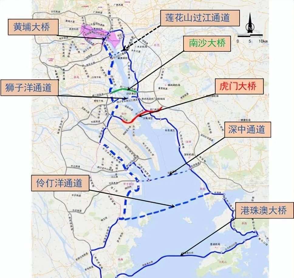 珠江口主要跨江跨海通道示意图